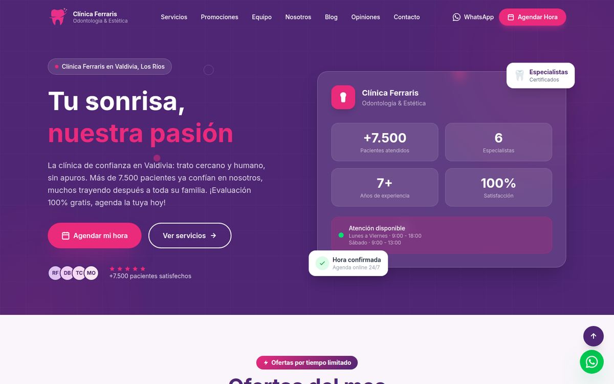Portada del sitio de Clínica Ferraris